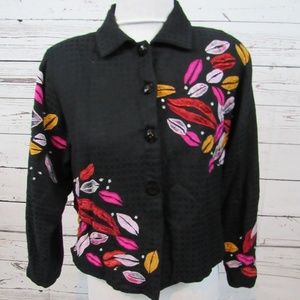 Pushpa black button up "lips" jacket